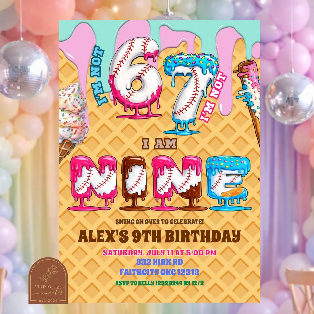 Invitación Baseball Ice Ceam Drip Six Seven boy 9th Birt (Subido por el creador)
