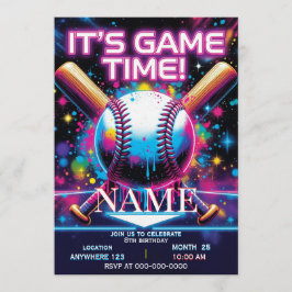 Invitación Baseball Ice Cream Drip Birthday Invitation