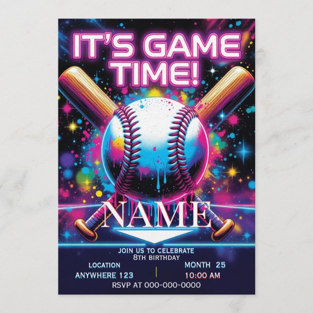 Invitación Baseball Ice Cream Drip Birthday Invitation (Anverso)