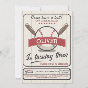 Invitación Baseball Invitation for Birthday Party Slugger
