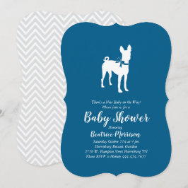 Invitación Basenji Dog Baby Shower Boy Blue