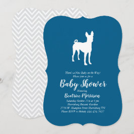 Invitación Basenji Dog Baby Shower Boy Blue