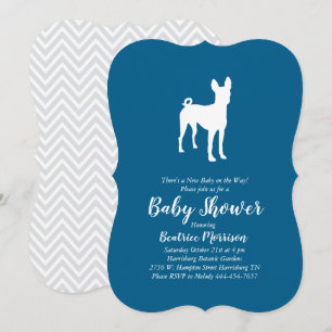 Invitación Basenji Dog Baby Shower Boy Blue