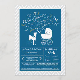 Invitación Basenji Dog Baby Shower Boy Blue