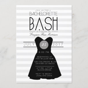 Invitación Bash de bachillerato con vestido negro pequeño   F