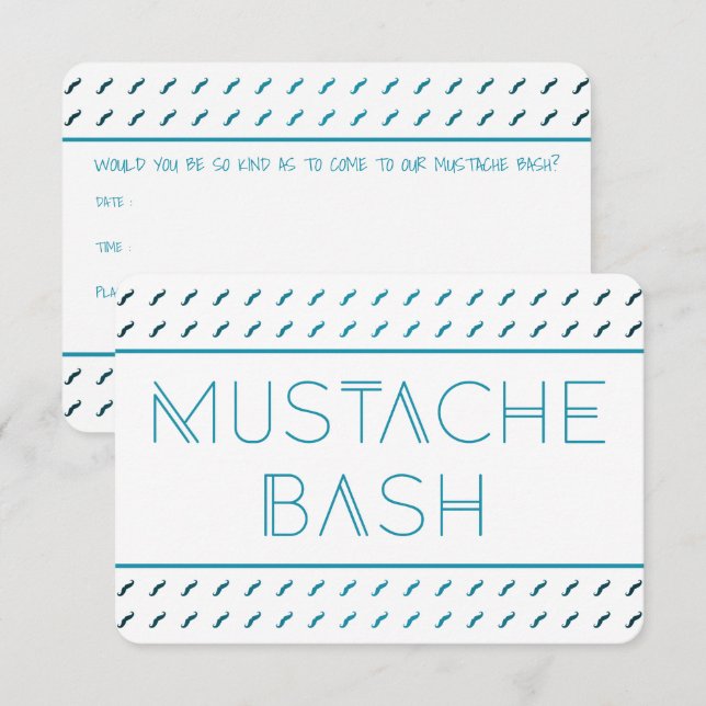 Invitación Bash de Bigote Metro (Anverso / Reverso)