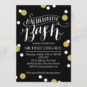 Invitación Bash de Confetti Gold   Bachelorette Party