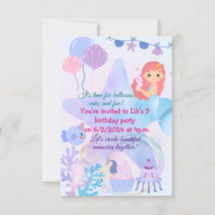 Invitación Bash de cumpleaños con tema de Sirena