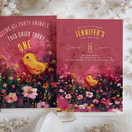 Invitación Bash de cumpleaños de Blossom - Nacimiento inicial