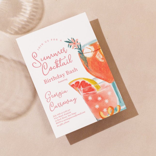 Invitación Bash de cumpleaños de cóctel de verano (Subido por el creador)