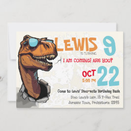 Invitación Bash de cumpleaños de Dino-mite: rugido con T-Rex