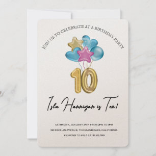 Invitación Bash de cumpleaños de dos dígitos
