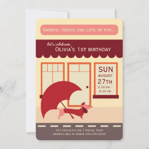 Invitación Bash de cumpleaños de la tienda de Dachshund