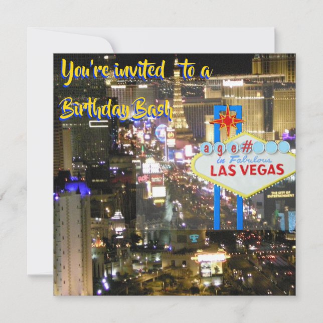 Invitación Bash de cumpleaños de Las Vegas cualquier edad en  (Anverso)