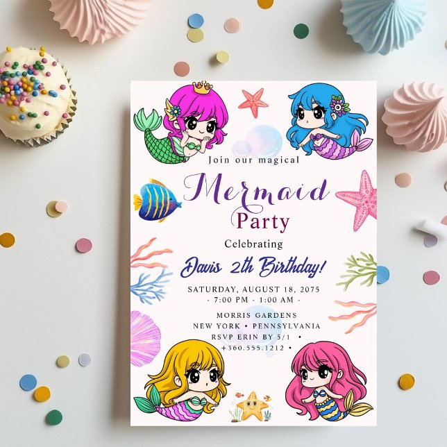 Invitación Bash de cumpleaños de sirena (Subido por el creador)