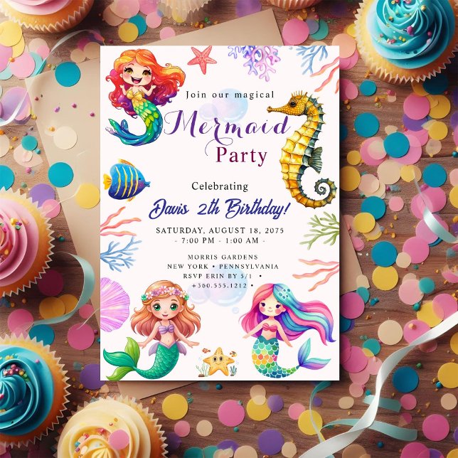 Invitación Bash de cumpleaños de sirena (Subido por el creador)