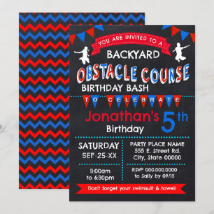 Invitación Bash de cumpleaños del curso de obstáculos en el p