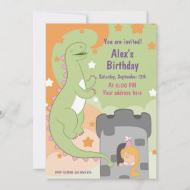Invitación ¡Bash de cumpleaños Dino-mite! Dinosaurio dibujado