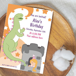 Invitación ¡Bash de cumpleaños Dino-mite! Dinosaurio dibujado