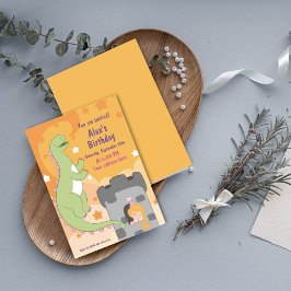 Invitación ¡Bash de cumpleaños Dino-mite! Dinosaurio dibujado