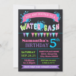 Invitación Bash de cumpleaños Fiesta de verano Chalkboard ros