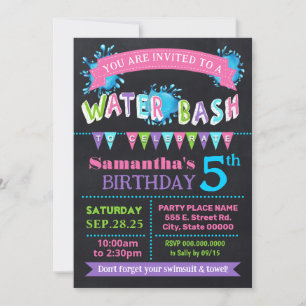 Invitación Bash de cumpleaños Fiesta de verano Chalkboard ros