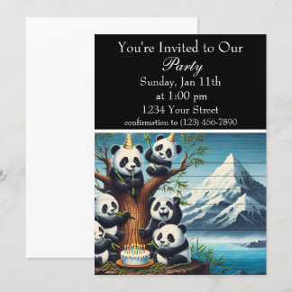 Invitación Bash de cumpleaños panda-monium
