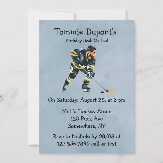 Invitación Bash De Cumpleaños Sobre Hielo (Anverso)