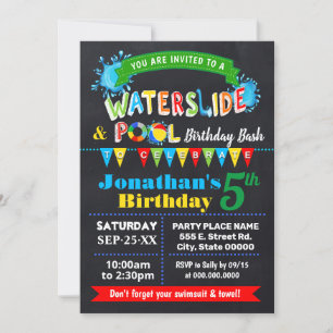 Invitación Bash de fiesta de cumpleaños de la piscina de tobo