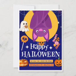 Invitación Bash de Halloween de calabazas y bates - Invitació