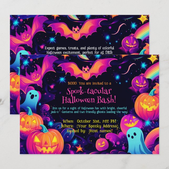 Invitación 🎃 Bash de Halloween Spook-tacular! (Anverso / Reverso)