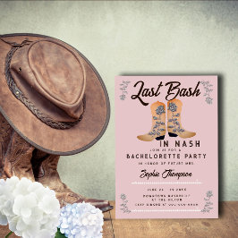 Invitación Bash Nash Cowgirl Boots Rosas Bachelorette rosa