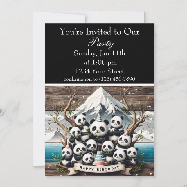 Invitación Bash Panda-rific Birthday (Anverso)