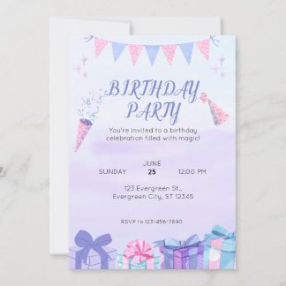 Invitación Bash Purple Blue Birthday