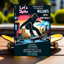 Invitación Bash Scooter Jump Zone Skateboarding 13 cumpleaños