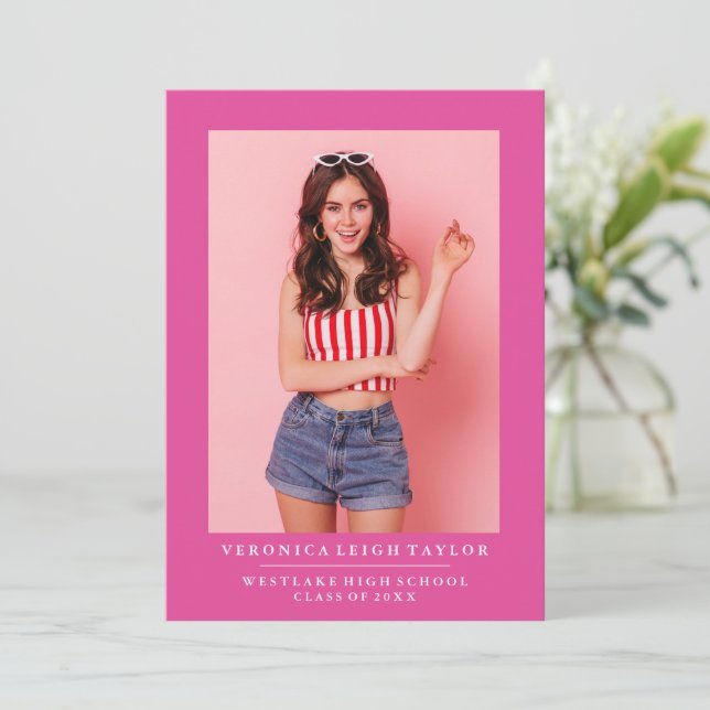 Invitación BÁSICA DE GRADUACIÓN DE FOTOS MINIMALIS (Anverso de pie)