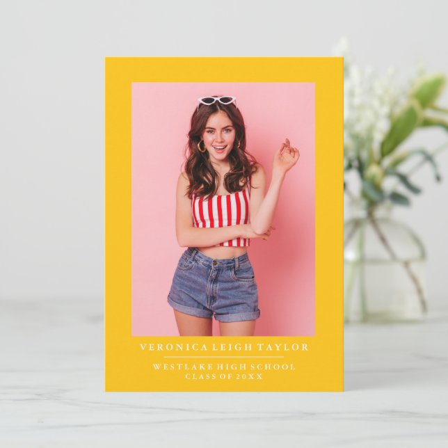 Invitación BÁSICA DE GRADUACIÓN DE FOTOS MINIMALIS (Anverso de pie)