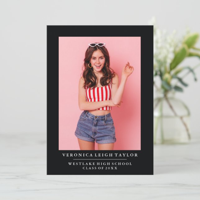 Invitación BÁSICA DE GRADUACIÓN DE FOTOS MINIMALIS (Anverso de pie)