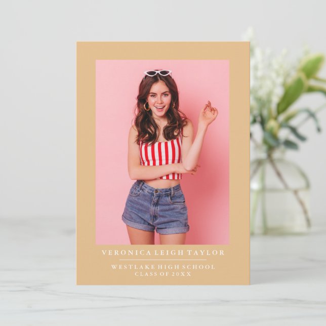 Invitación BÁSICA DE GRADUACIÓN DE FOTOS MINIMALIS (Anverso de pie)