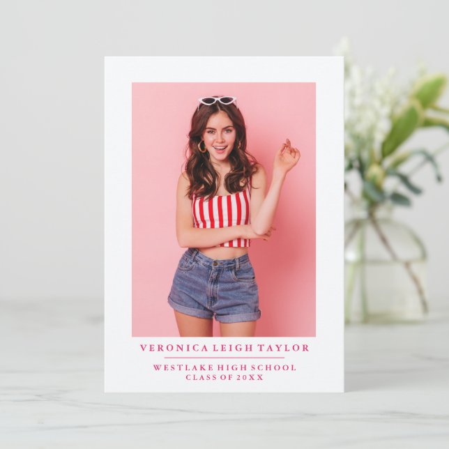 Invitación BÁSICA DE GRADUACIÓN DE FOTOS MINIMALIS (Anverso de pie)