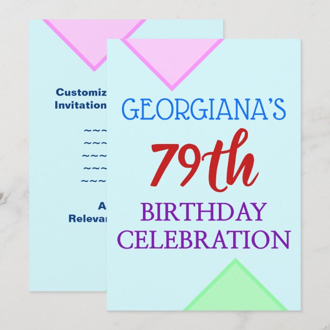 Invitación básica, divertida "79ª CELEBRACIÓN DE C (Anverso / Reverso)