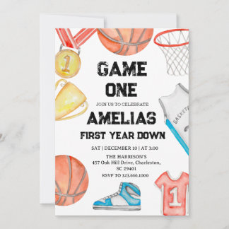 Invitación Basketball 1st Birthday American Sports Game On