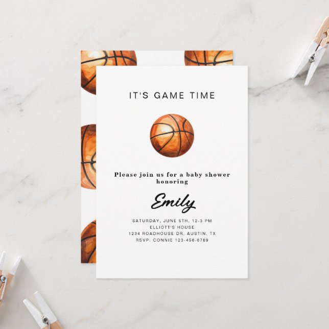 Invitación Basketball Baby Shower Invitation  (Anverso/Reverso In Situ)