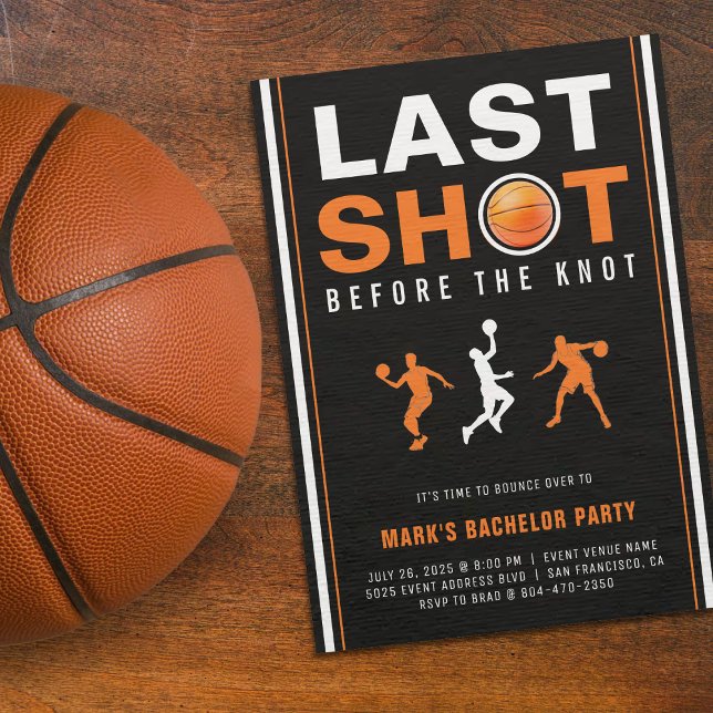 Invitación Basketball Bachelor Party Last Shot Orange & Black (Subido por el creador)