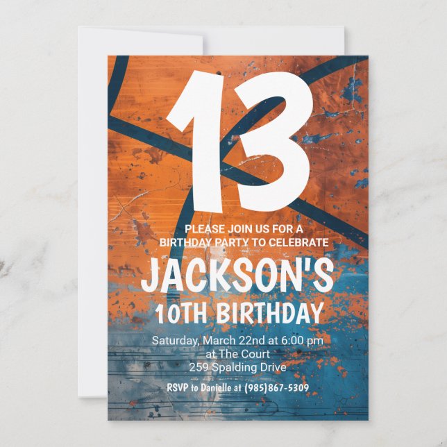 Invitación Basketball Birthday Invite (Anverso)