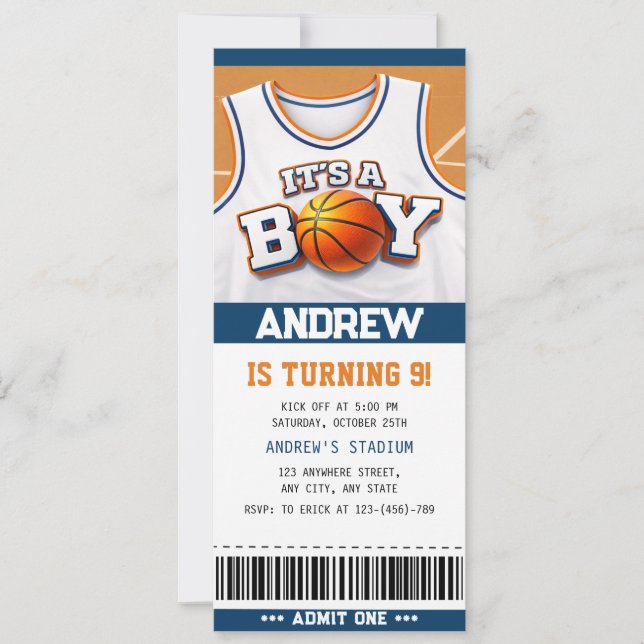 Invitación Basketball Hoopla Birthday Bash Ticket Invitations (Anverso)