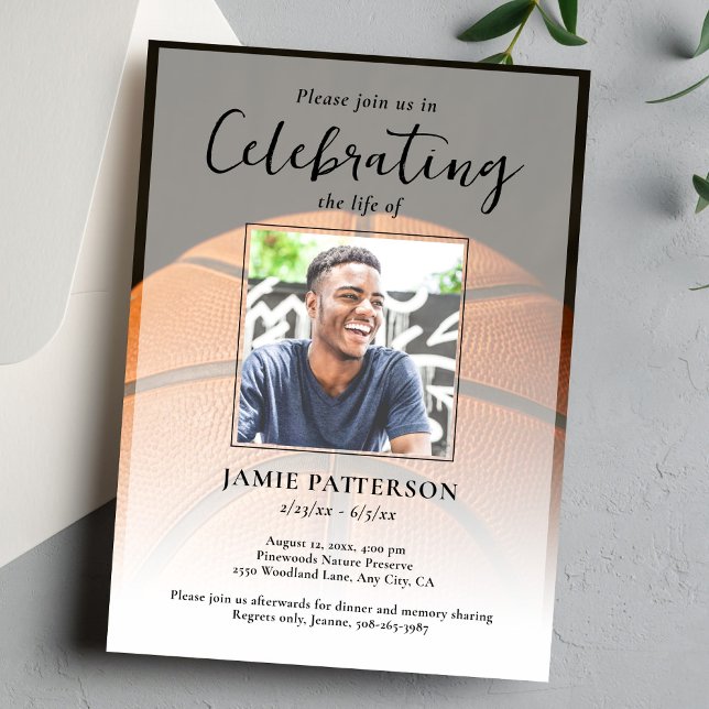 Invitación Basketball Player Life Celebration Photo Funeral (Subido por el creador)