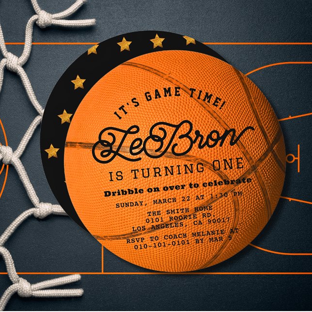 Invitación Basketball Shape Boy's 1st Birthday Circle (Subido por el creador)