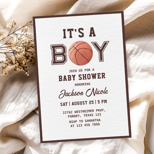 Invitación Basketball Watercolor Boy Baby Shower (Subido por el creador)