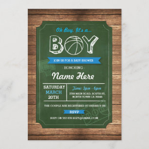 Invitación Básquetbol Oh Boy Baby Shower Sports Invite
